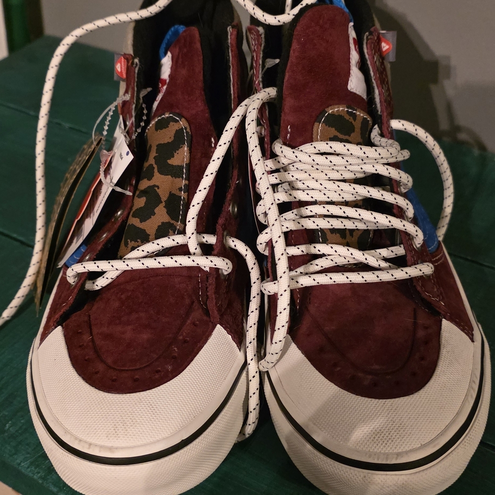 Vans Burgundy and White Athletic Shoes